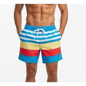 Chubbies "The Primetime" Striped Swim Trunks - Size Large 5.5” Inseam